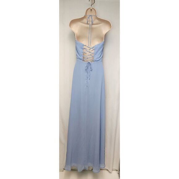 Speechless Women's Halter Chiffon Maxi Blue Dress Size 11 - Picture 5 of 8